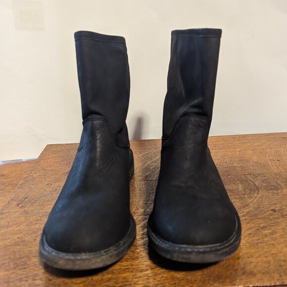 Lucky Brand Western Goth Pull On Moto Boots Wide Ankle Leather Boho - Picture 3 of 10